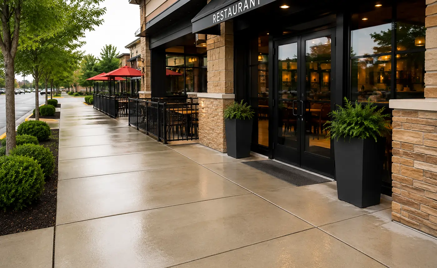 Restaurant walkway pressure washing