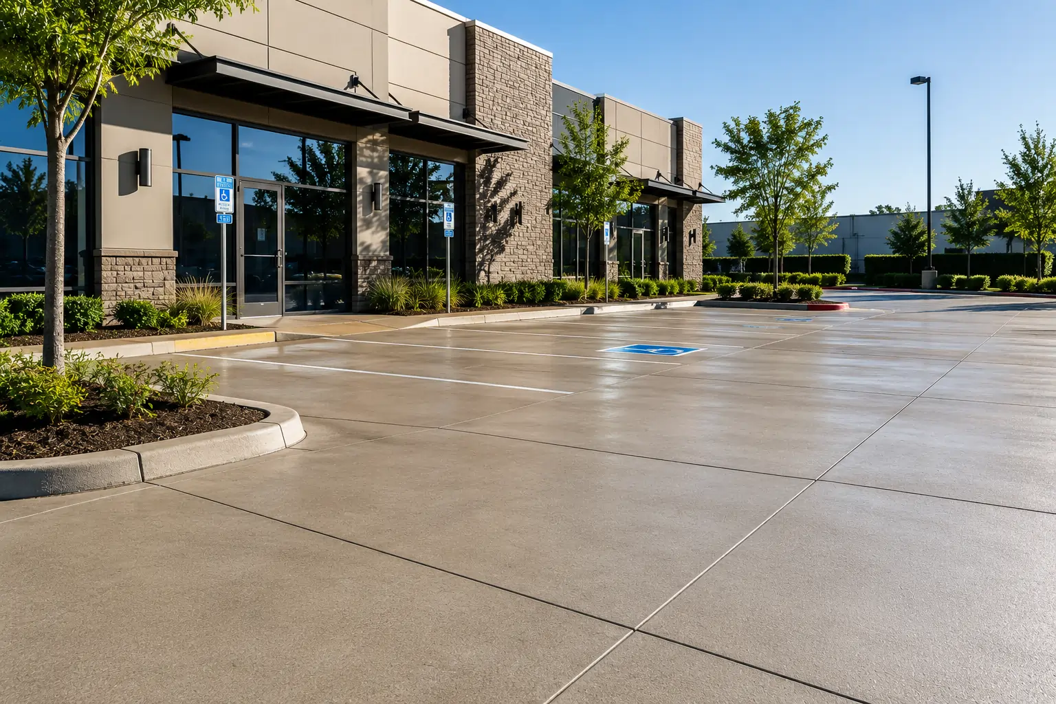 Professional commercial concrete and parking area cleaning by City Power Washing