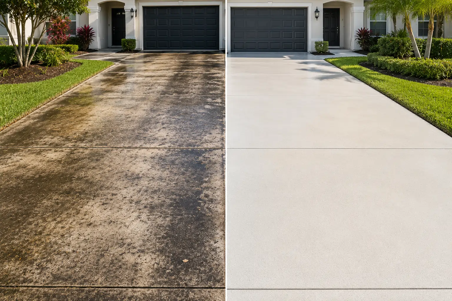 Residential driveway and concrete cleaning service by City Power Washing