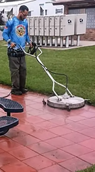 Pressure washing patio